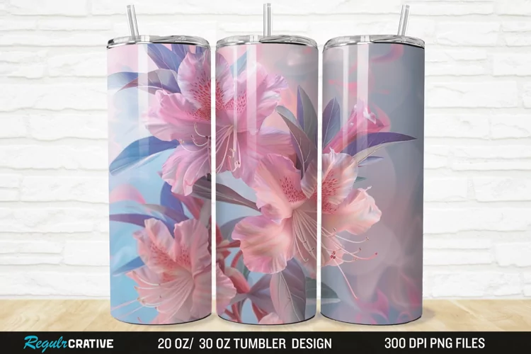 3D Pretty Pink Azalea Flower 20/30oz Skinny Tumbler