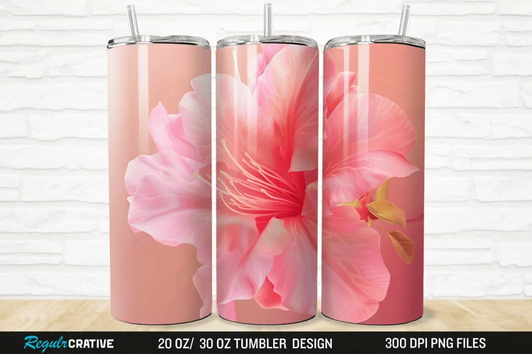 3D Pretty Pink Azalea Flower 20/30oz Skinny Tumbler