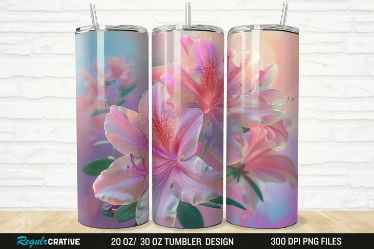 3D Pretty Pink Azalea Flower 20/30oz Skinny Tumbler