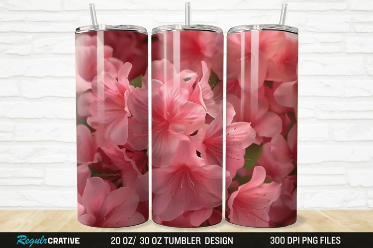 3D Pretty Pink Azalea Flower 20/30oz Skinny Tumbler