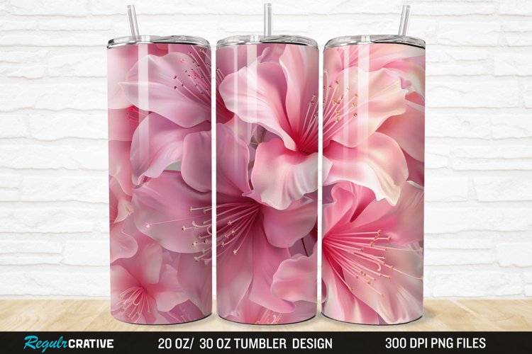 3D Pretty Pink Azalea Flower 20/30oz Skinny Tumbler