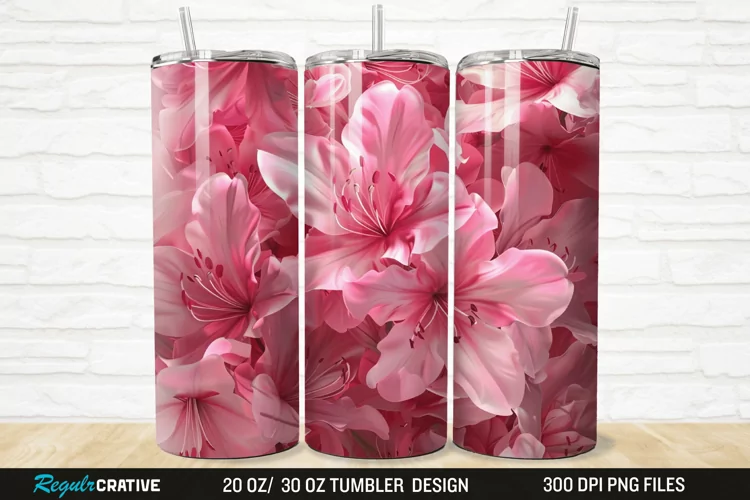 3D Pretty Pink Azalea Flower 20/30oz Skinny Tumbler