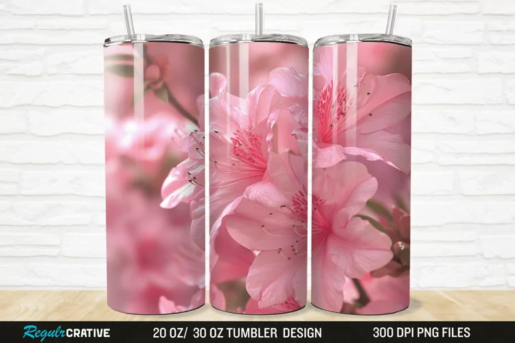 3D Pretty Pink Azalea Flower 20/30oz Skinny Tumbler