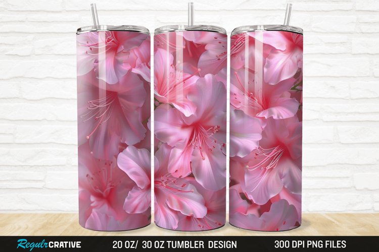 3D Pretty Pink Azalea Flower 20/30oz Skinny Tumbler example image 1