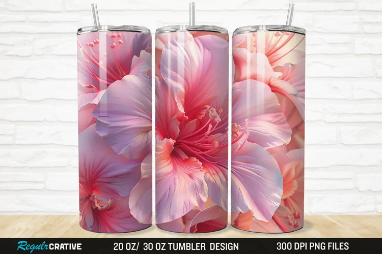 3D Pretty Pink Azalea Flower 20/30oz Skinny Tumbler