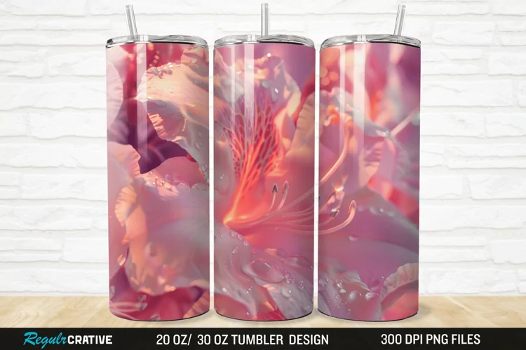 3D Pretty Pink Azalea Flower 20/30oz Skinny Tumbler