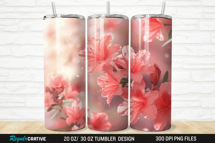 3D Pretty Pink Azalea Flower 20/30oz Skinny Tumbler