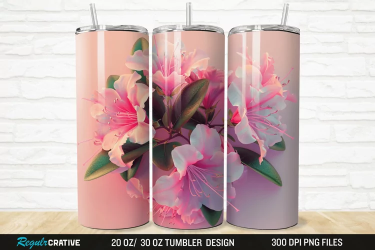 3D Pretty Pink Azalea Flower 20/30oz Skinny Tumbler