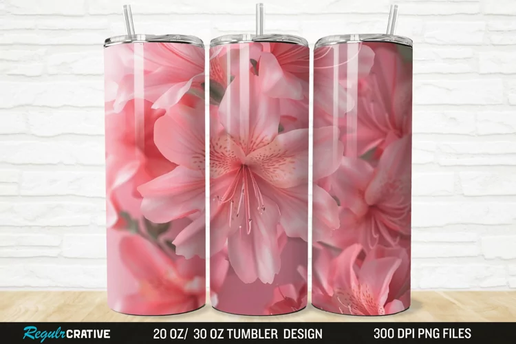 3D Pretty Pink Azalea Flower 20/30oz Skinny Tumbler