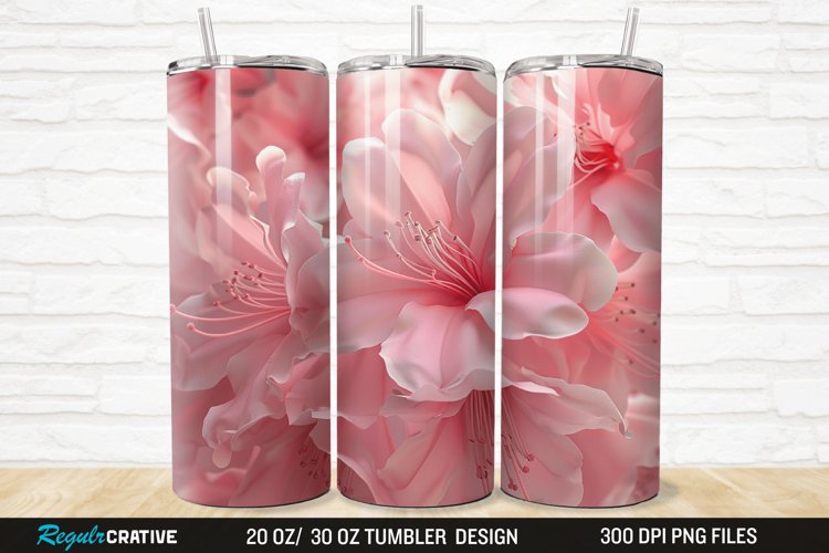 3D Pretty Pink Azalea Flower 20/30oz Skinny Tumbler