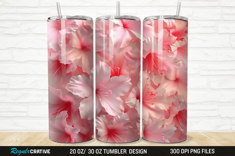 3D Pretty Pink Azalea Flower 20/30oz Skinny Tumbler