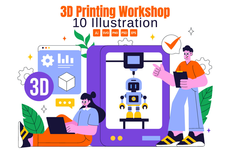 10 3D Printing Workshop Illustration