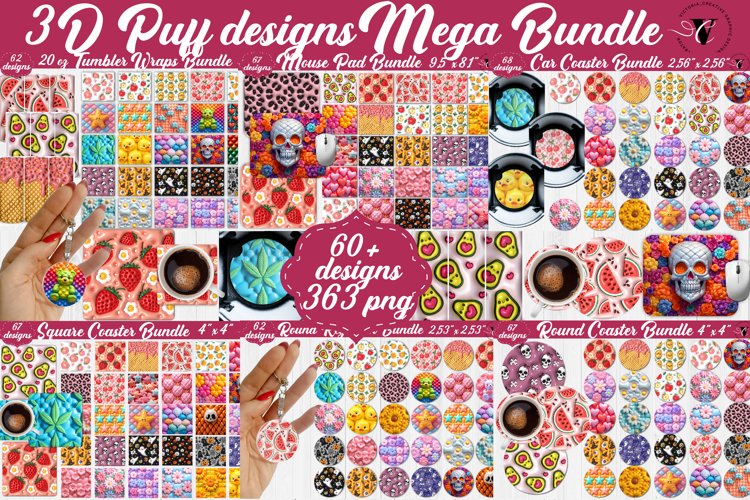 3D Puff sublimation bundle | 3D sublimation bundle | Puff example image 1