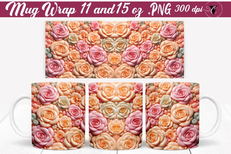 3D Mug wrap | 3D Puff rose