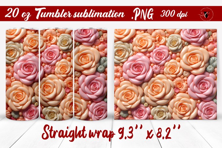 3D Puff Roses | 3D Tumbler wrap example image 1