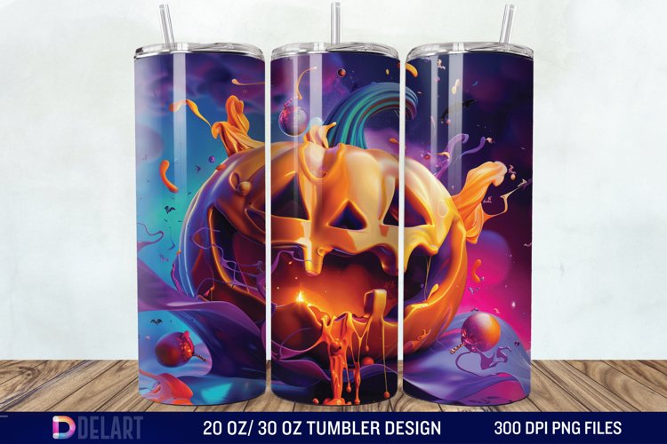 3D Pumpkin Halloween Tumbler Wrap