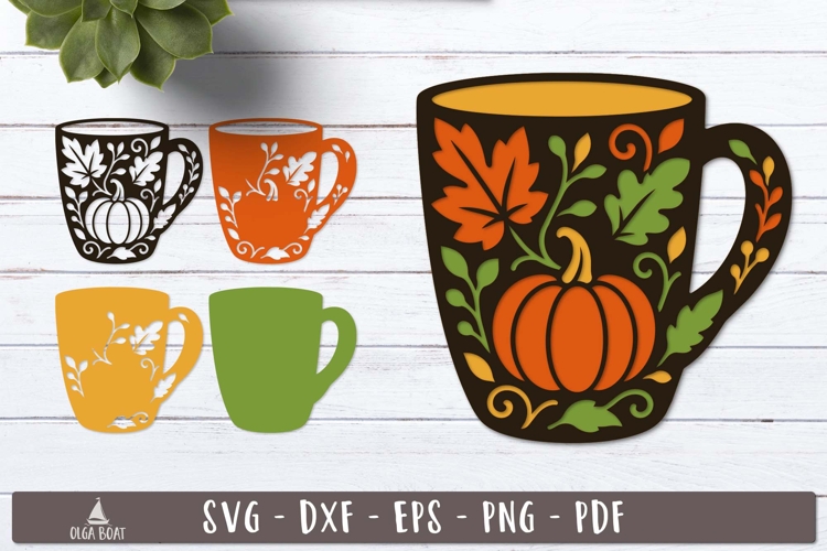 3d Pumpkin Mug Layered SVG design