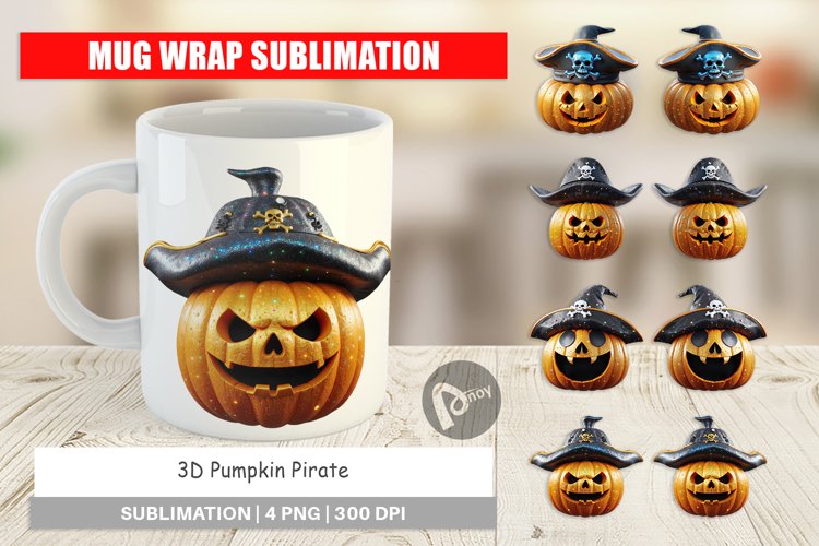 Mug Wrap Design 3D Pumpkin Pirate