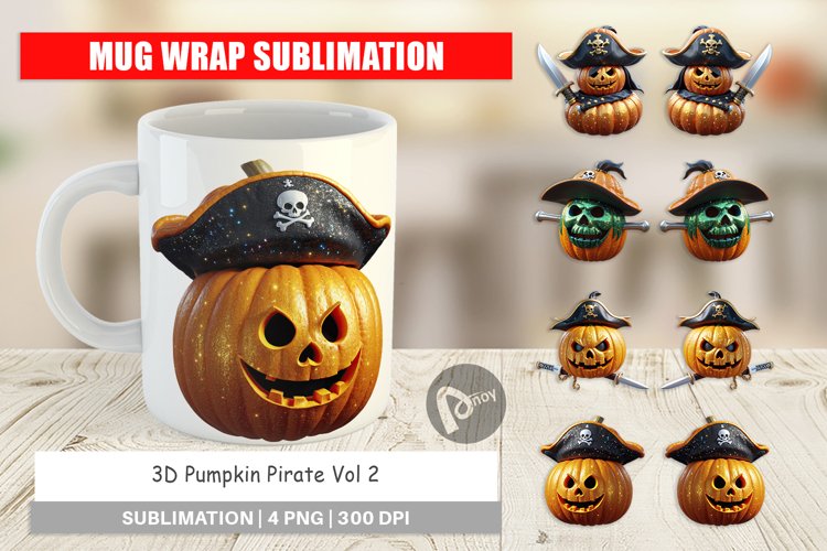 Mug Wrap Design 3D Pumpkin Pirate