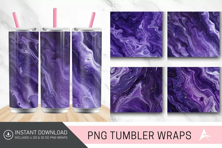 3D Purple Shades Of Acrylic Pouring Tumbler wrap