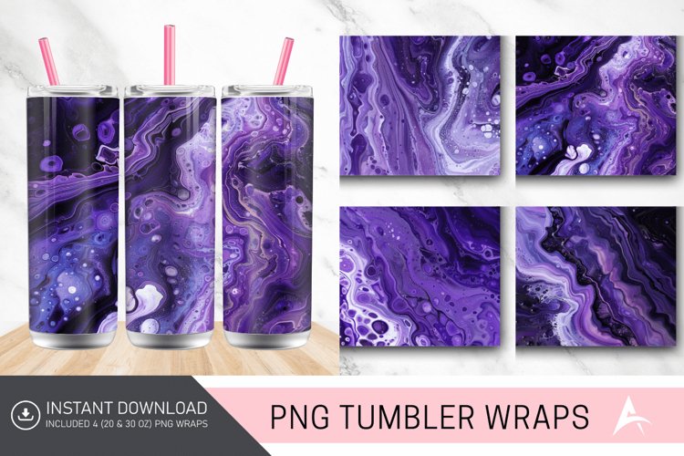 3D Purple Shades Of Acrylic Pouring Tumbler wrap