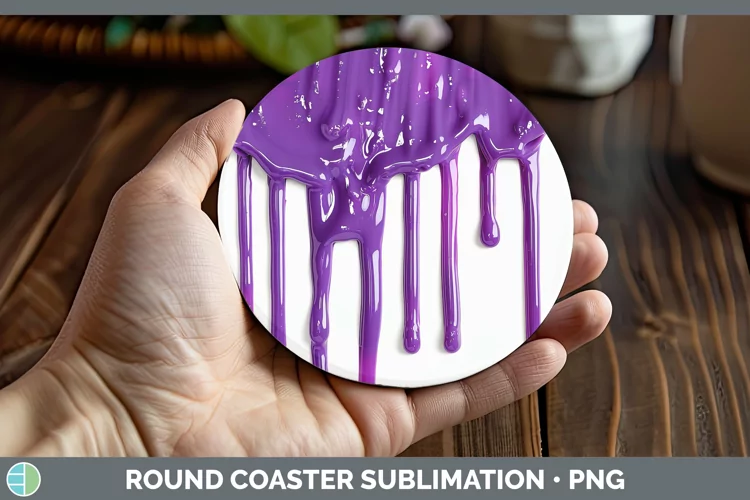 3D Purple Slime Round Coaster Sublimation Coaster Designs
