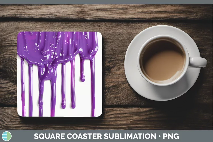 3D Purple Slime Square Coaster Sublimation Coaster Designs