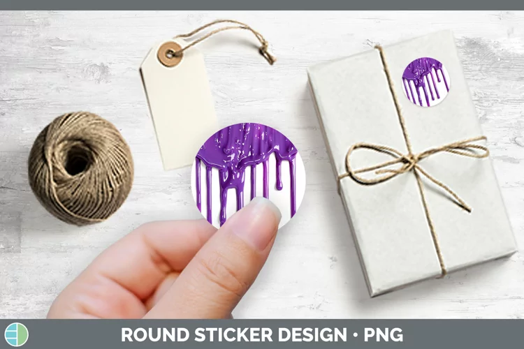 3D Purple Slime Stickers | Round Labels Designs