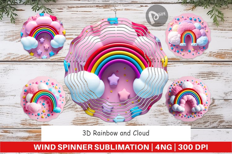 Wind Spinner 3D Rainbow and Cloud