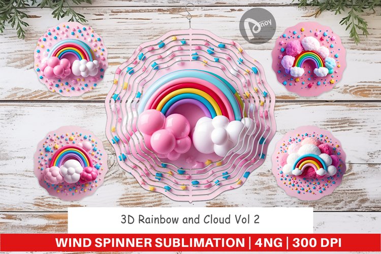 Wind Spinner 3D Rainbow and Cloud
