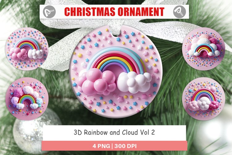 Christmas Ornaments 3D Rainbow and Cloud