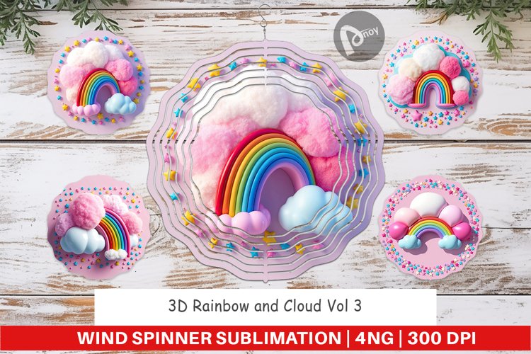 Wind Spinner 3D Rainbow and Cloud
