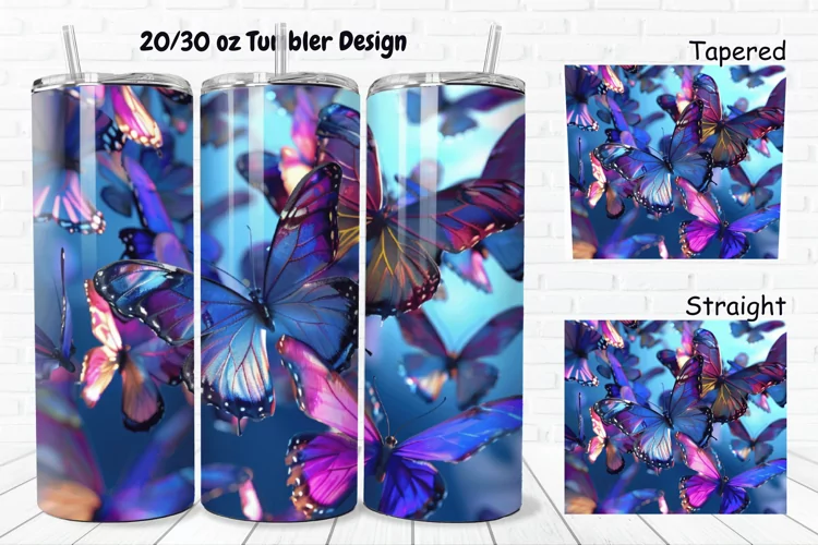 3D Rainbow Butterflies 20/30oz Skinny Tumbler