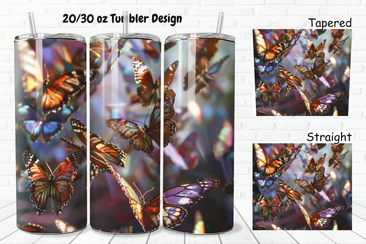 3D Rainbow Butterflies 20/30oz Skinny Tumbler