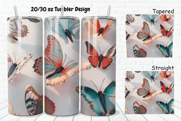 3D Rainbow Butterflies 20/30oz Skinny Tumbler