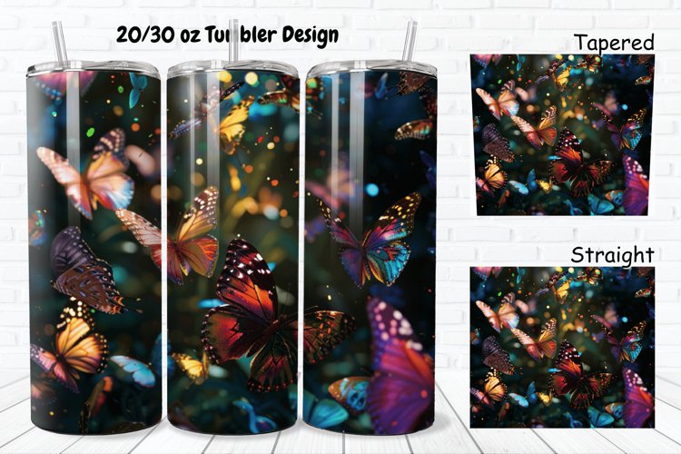3D Rainbow Butterflies 20/30oz Skinny Tumbler