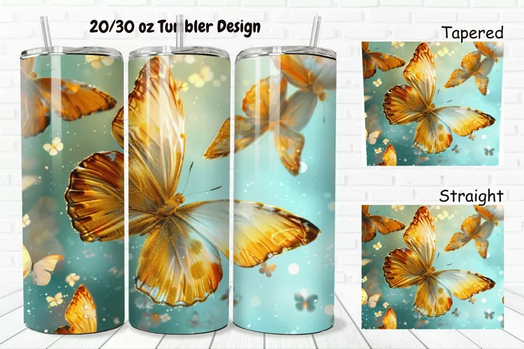 3D Rainbow Butterflies 20/30oz Skinny Tumbler