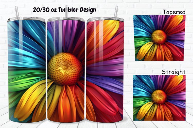 3D Rainbow Daisy 20/30oz Skinny Tumbler