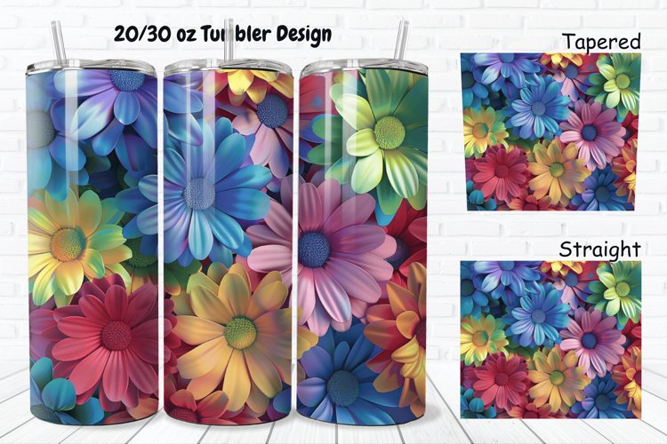 3D Rainbow Daisy 20/30oz Skinny Tumbler