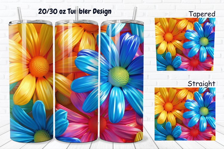 3D Rainbow Daisy 20/30oz Skinny Tumbler