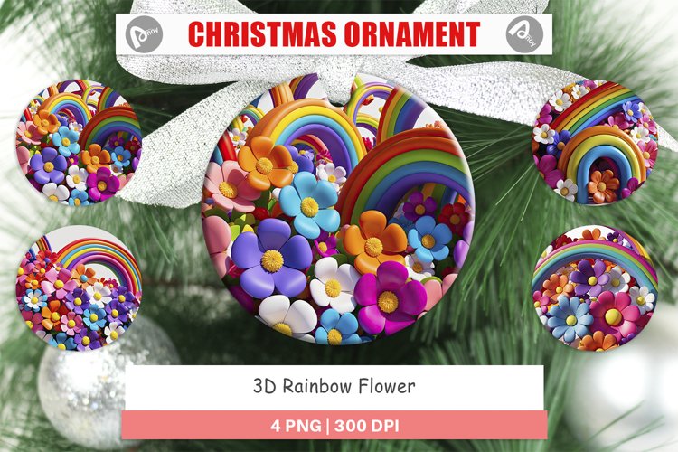 Christmas Ornaments 3D Rainbow Flower