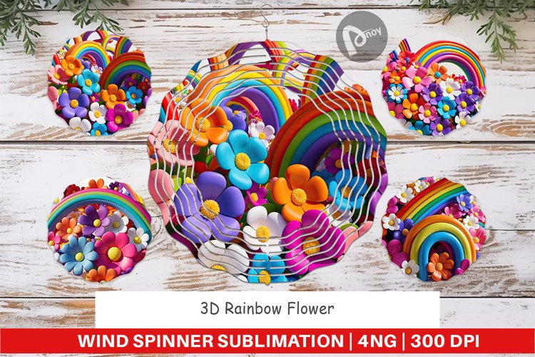 Wind Spinner 3D Rainbow Flower