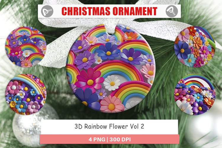 Christmas Ornaments 3D Rainbow Flower