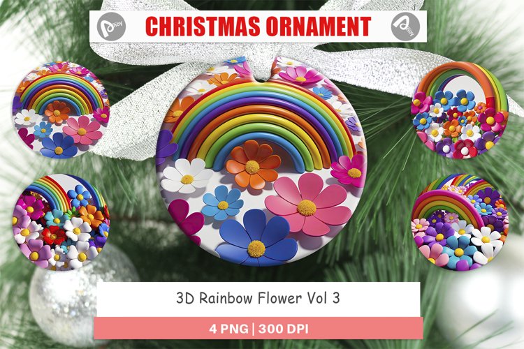 Christmas Ornaments 3D Rainbow Flower