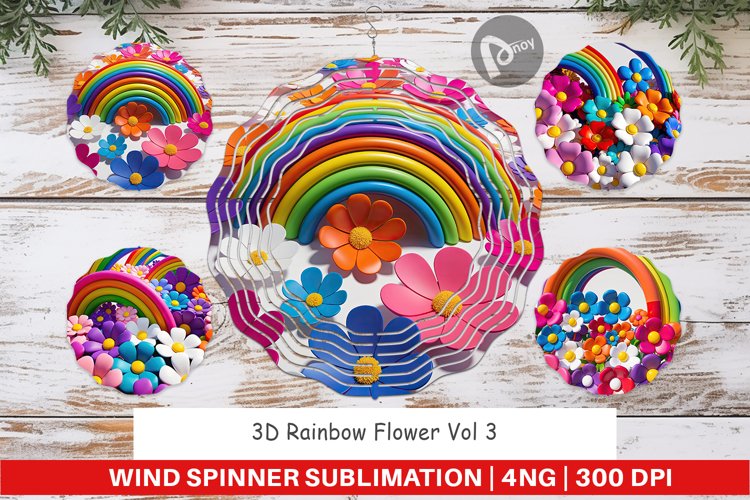 Wind Spinner 3D Rainbow Flower