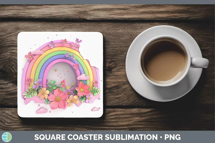 3D Rainbow Square Coaster Sublimation Coaster Designs