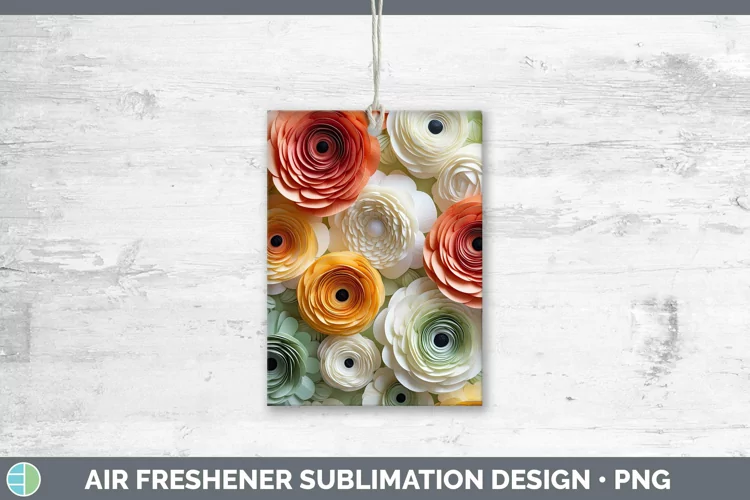 3D Ranunculus Air Freshener | Sublimation Car Freshener Desi