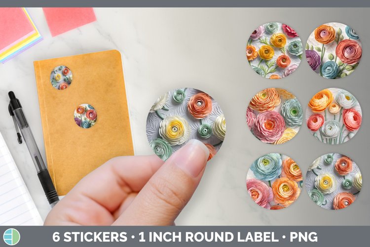 Bundle of six 3D Stickers designs.