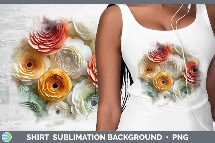 3D Ranunculus Shirt | Sublimation Sublimation Background Des