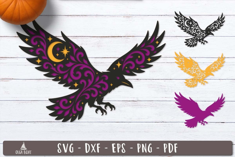 3d Raven Halloween Crow Layered SVG design